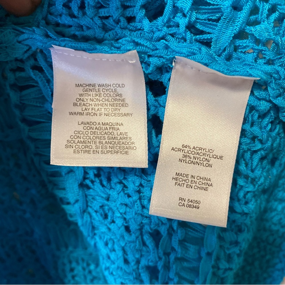 Evan Picone Vibrant Blue Textured Top Petites‎ Short Sleeve Sweater Pullover New - Picture 10 of 11